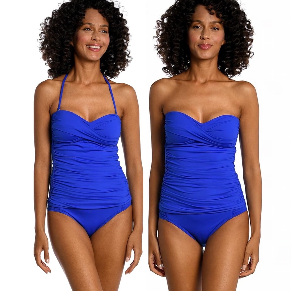 La Blanca‎ One Piece Ruched Swimsuit Womens Size 10 Sapphire Blue Bathing Suit